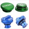 Fit 2013-2017 Dodge Ram Magnetic Aluminum Diesel Fuel Gas Cap & DEF Cap Blue Set