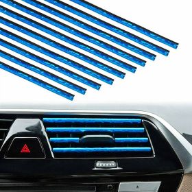 10×blue Car Interior Air Conditioner Outlet Decoration Stripes Cover Accessories