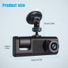 Car Dual Lens Dash Cam HD 1080P Front/Rear/Inside Video Recorder Camera G-sensor