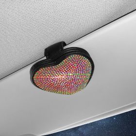 Car Leather Diamond-encrusted Sun Visor Glasses Clip Magnetic Document Storage Clip (Option: Color)