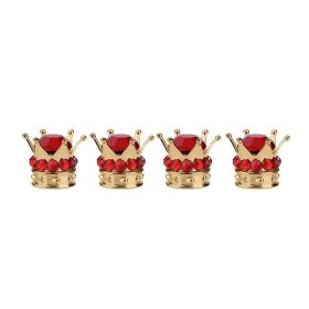 Crown Valve  Diamond Valve Core Tire Ornament (Option: Gold-Red diamonds-1PCS)