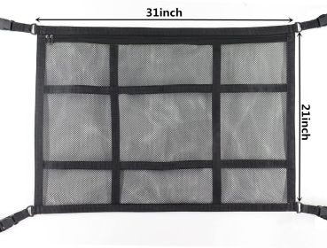 Car Ceiling Cargo Net Pocket Car Ceiling Cargo Net Pocket Double-layer Mesh Storage Toy Net Pocket (Option: Black-31inchx21inch)