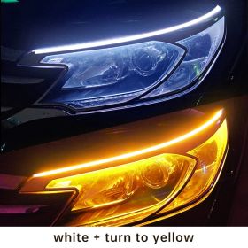 Motorcycle Water Turning Light Bar Tail Light (Option: White  turn to yellow-45 cm in length 1.5cm in width)