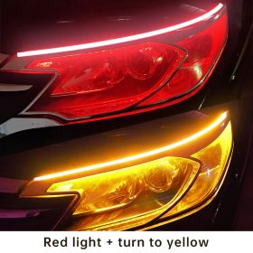Motorcycle Water Turning Light Bar Tail Light (Option: Red light  turn to yellow-60 cm in length 1.5cm in width)