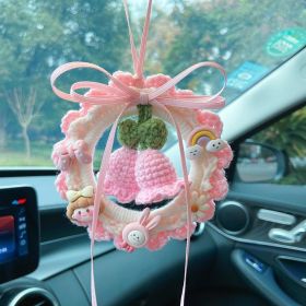 Woven Finished Bell Orchid Car Pendant (Color: Pink)