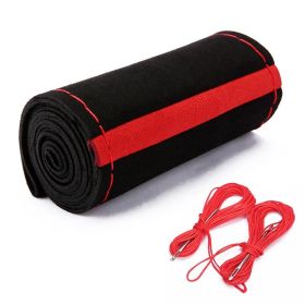 Automobile Wool Microfiber Steering Wheel Cover (Option: Black red red line)