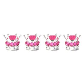 Crown Valve  Diamond Valve Core Tire Ornament (Option: Silver-Rose red diamonds-1PCS)