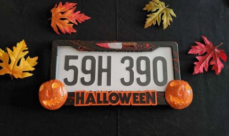 Halloween Personality Myers License Plate Frame (Option: Pumpkin)