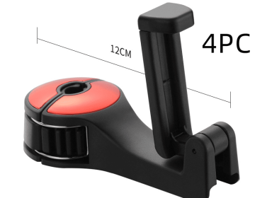 Car Headrest Hook Phone Car Holder Car Hanger For A4 B6 Seat Back Hanger Storage Hook Phone Holder Auto Fastener Clip (Option: Red-4pc)