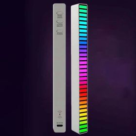 New Car Sound Control Light RGB Voice-Activated Music Rhythm Ambient Light With 32 LED 18 Colors Car Home Decoration Lamp (Color: Silver)