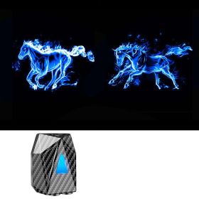 Induction Door Opening Projection Free Wiring Atmosphere Decorative Lamp (Option: Blue horse-1PC-USB)