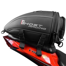 Knight Saddle Pu Leather Motorcycle Tail Bag (Color: Black)