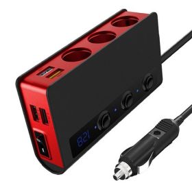 New Cigarette Lighter, One For Three Cars, High Power Car Charger (Color: Red)