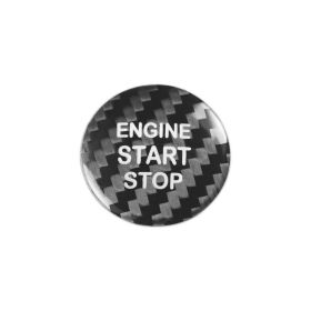 Crown C-hr One-key Starter Stickers Car Interior Real Carbon Fiber Modification Parts (Color: Black)