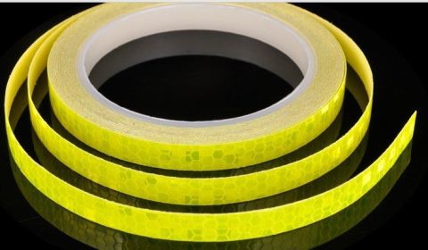 Car and motorcycle bicycle reflective stickers mountain bike luminous stickers dead fly bicycle wheel body sticker (Color: Yellow)