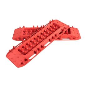 2 PCS 4WD Recovery Traction Tracks Mats (Color: Red)