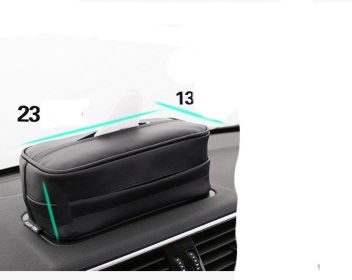 Car PU Hanging Leather Box Car Pumping Paper Bag (Option: Black Large size 23x13x9cm)