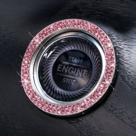Diamond-encrusted Car One-button Start Decorative Ring  Stickers Women (Color: Pink)