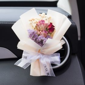 Car Aromatherapy Vent Perfume Creative Eternal Handmade Dried Bouquet RoseOrnament (Option: 01 Qingzi Champagne-Jasmine Flavor)